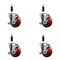 Service Caster 3.5'' Red Poly Swivel 7/8'' Expanding Stem Caster Set with Brake, 4PK SCC-EX20S3514-PPUB-RED-TLB-78-4 - alternate 1